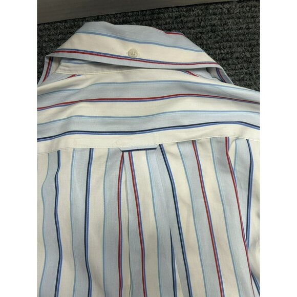 Faconnable Men's Striped Button-Down Shirt L White Blue Red Made in USA - Picture 5 of 5
